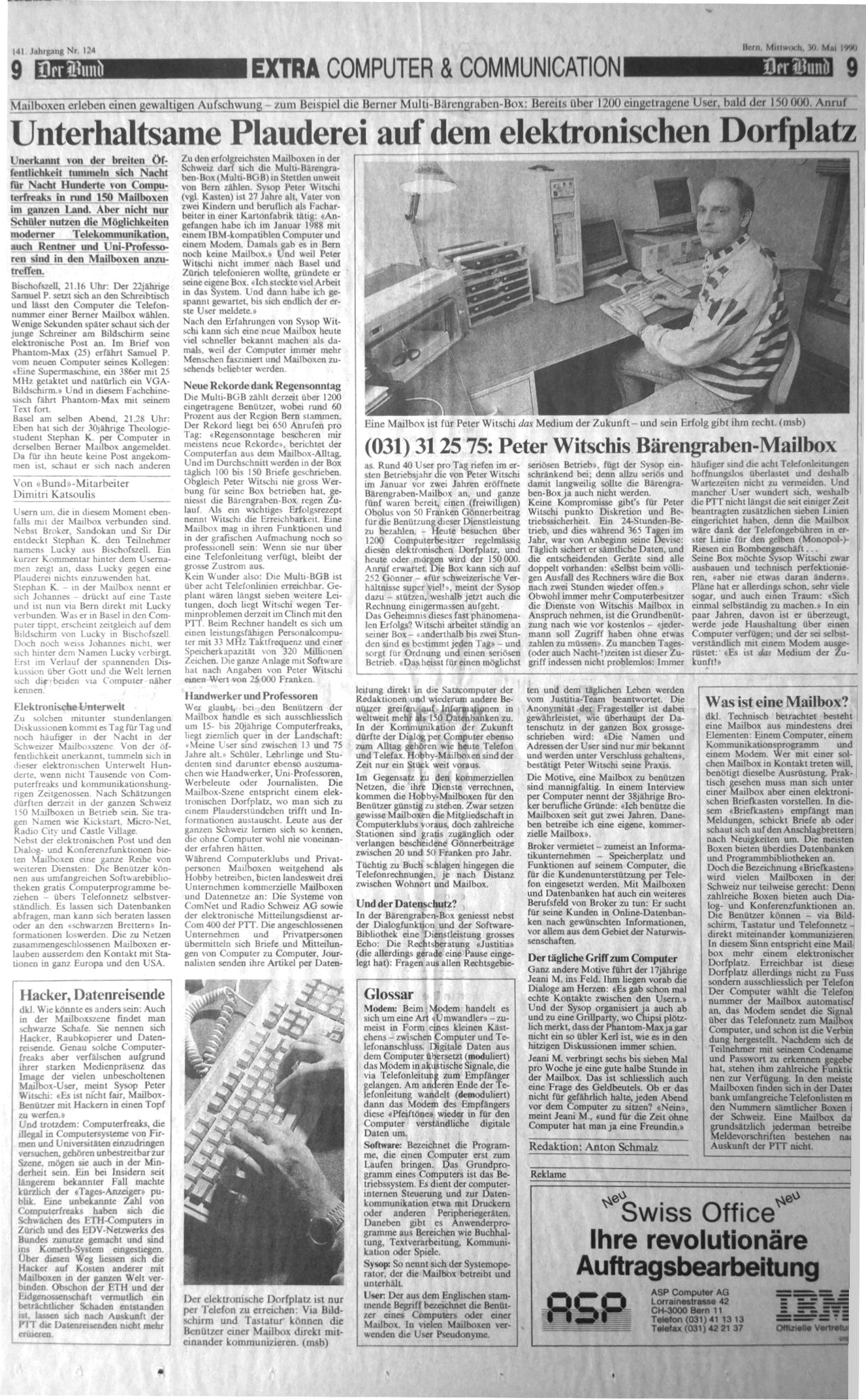 Zeitungsartikel im Bund 1990